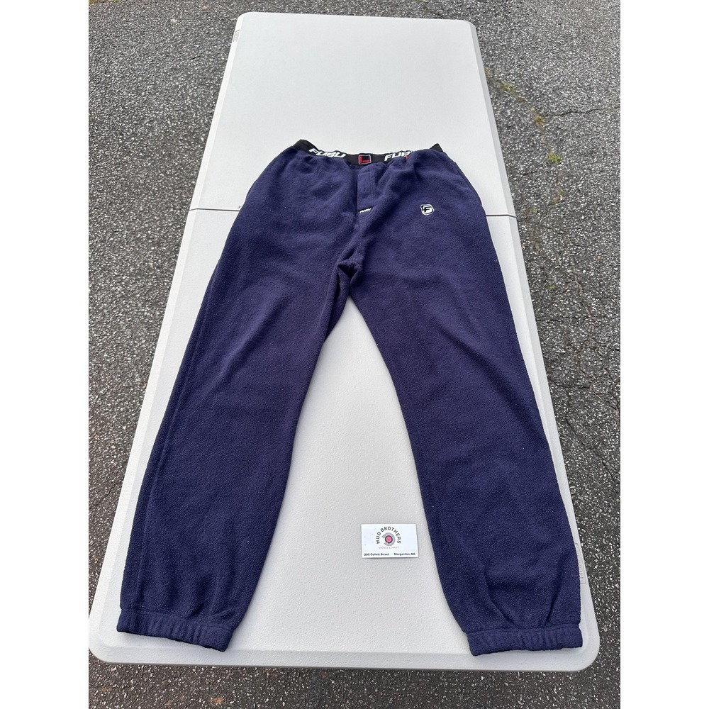 FUBU Sweatpants Mens Large Blue Fleece Elastic Waist‎ Cuffed Pockets Hip Hop